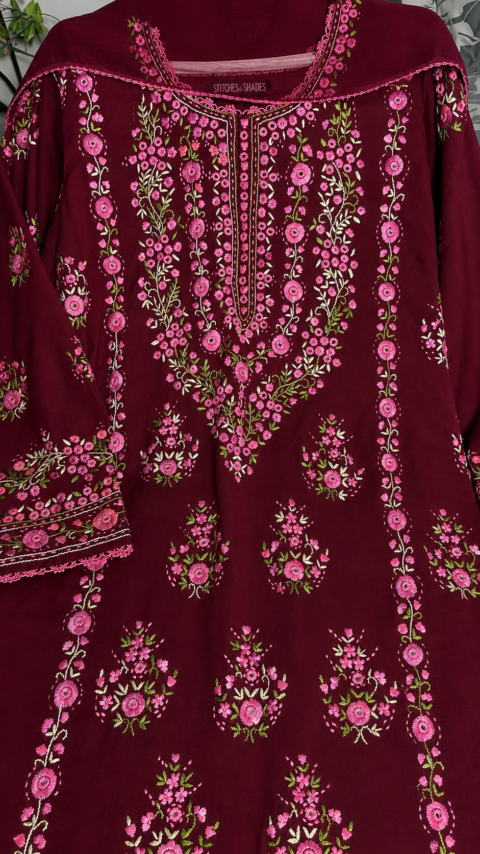 Red maroon floral