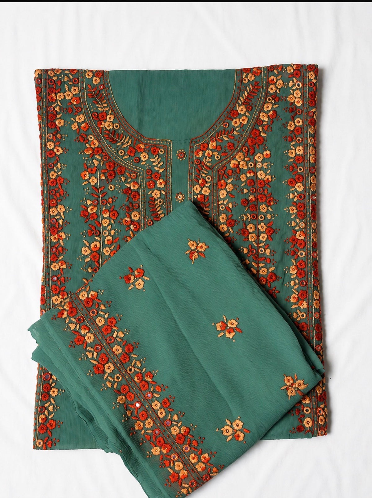 Green chiffon 2 piece
