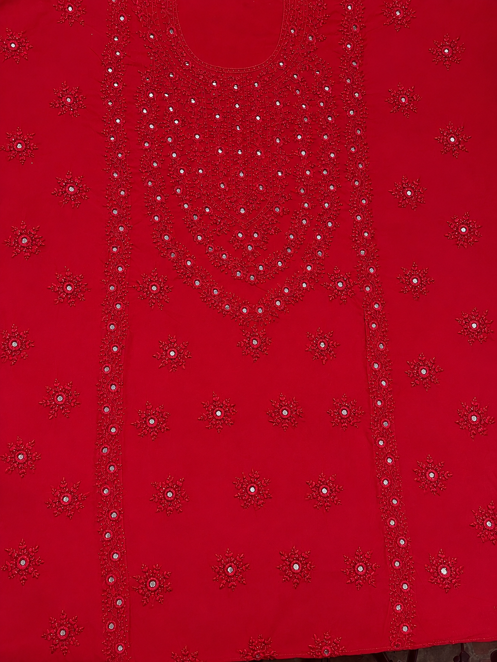 Unstitched deep red kurta