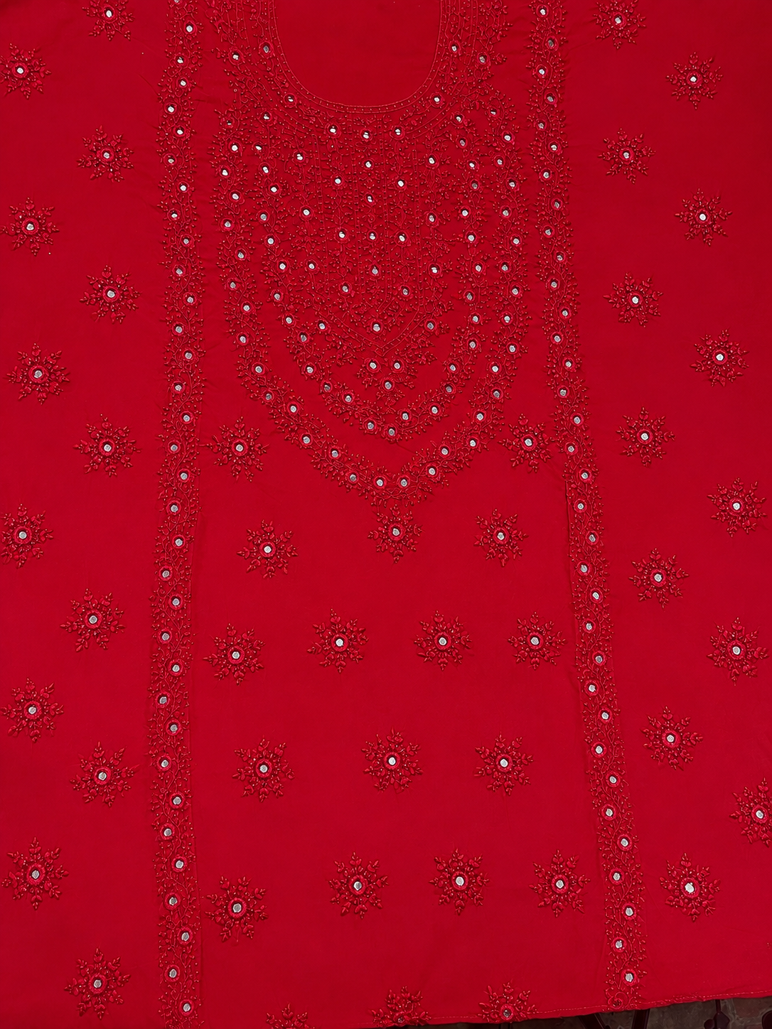 Unstitched deep red kurta
