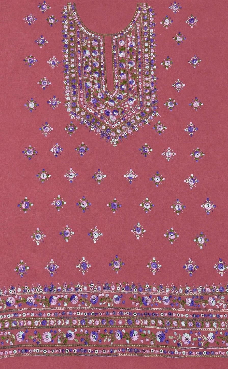 Unstitched muted brick pink kurta