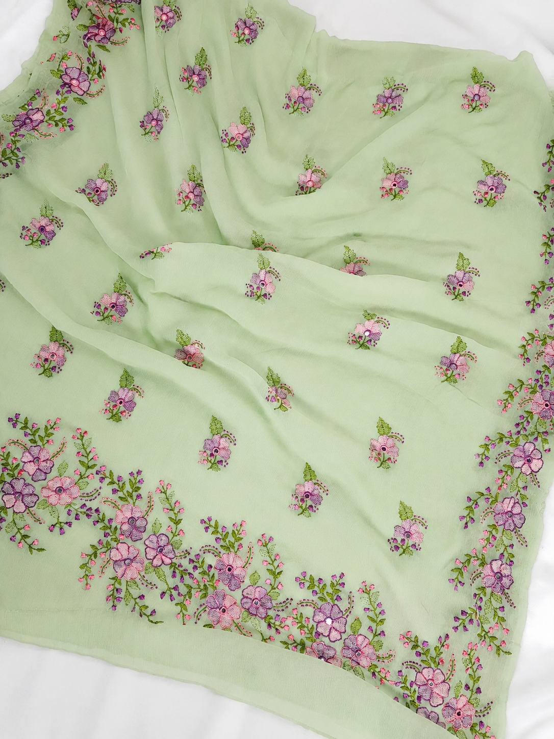 Pishtashio unstitched chiffon 2 piece
