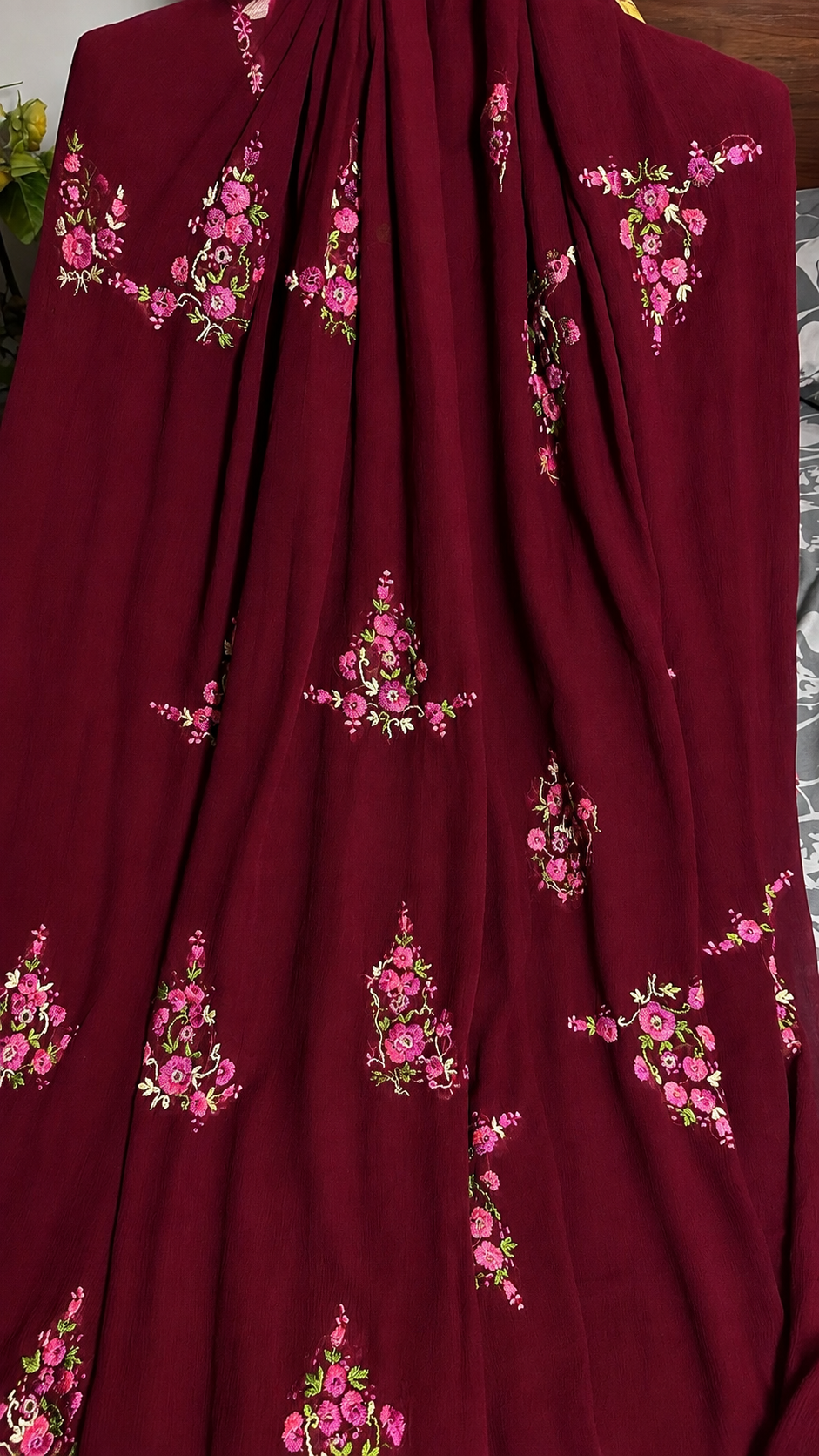 Red maroon floral