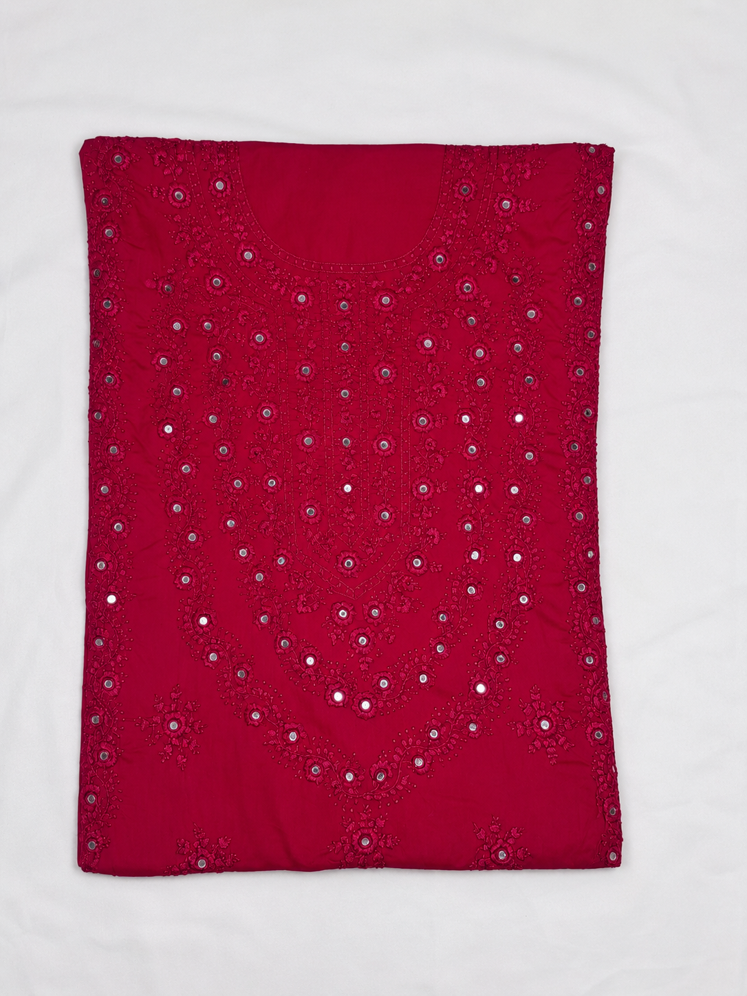Unstitched deep red kurta