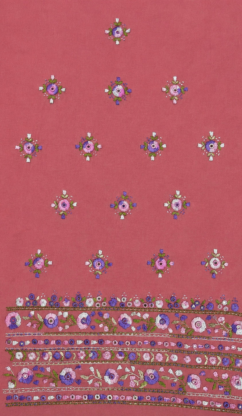 Unstitched muted brick pink kurta