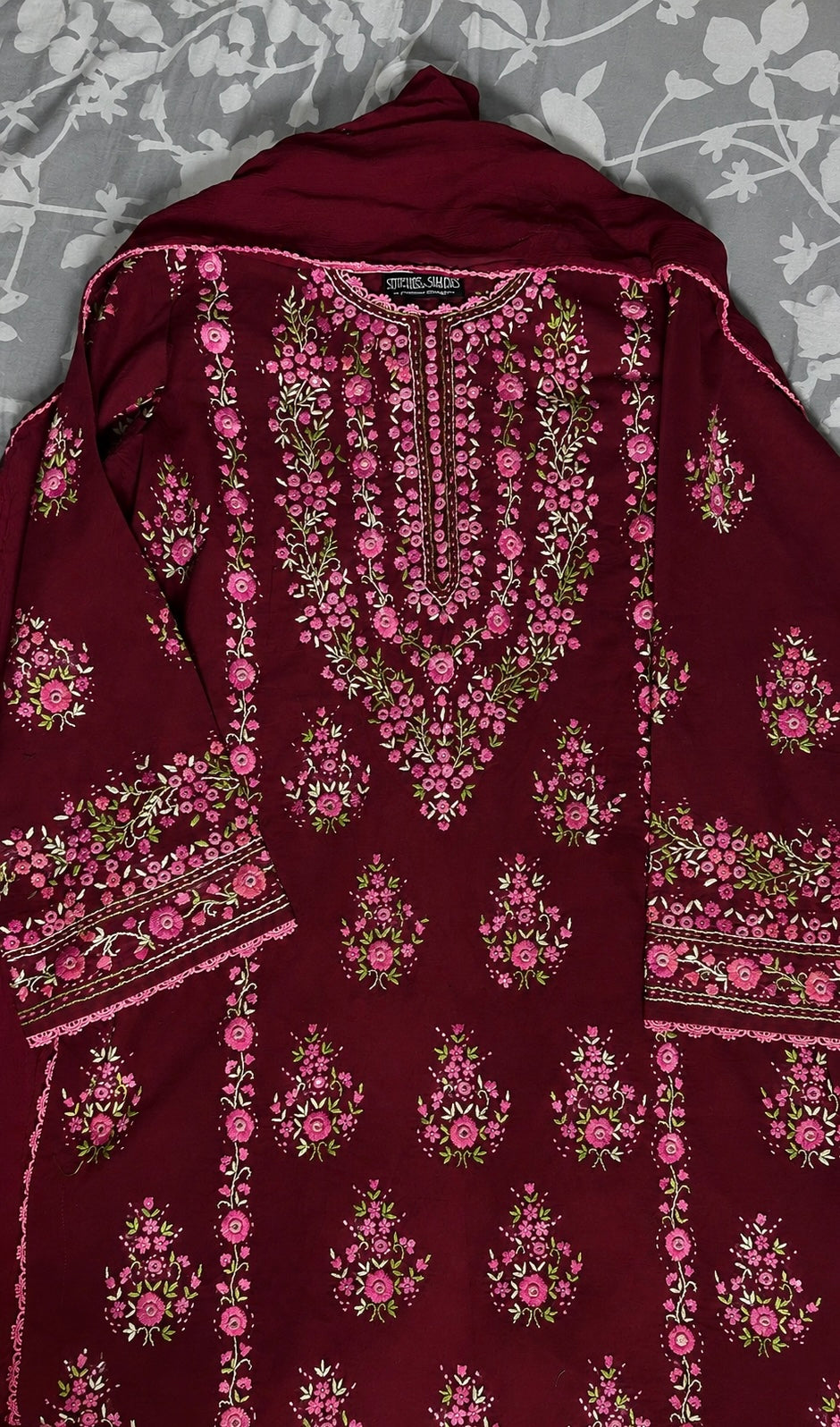 Red maroon floral